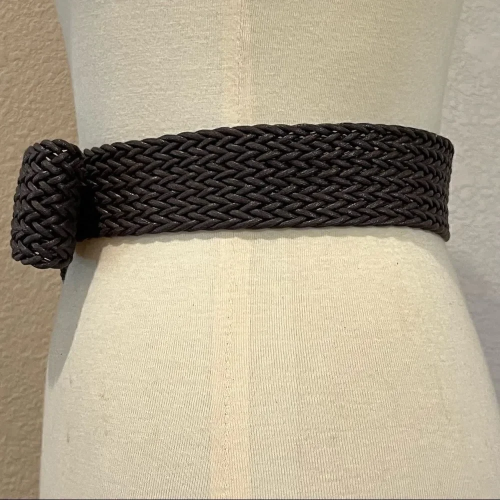 Brown Woven Belt One Size OS S Fits Up To 32” Waist